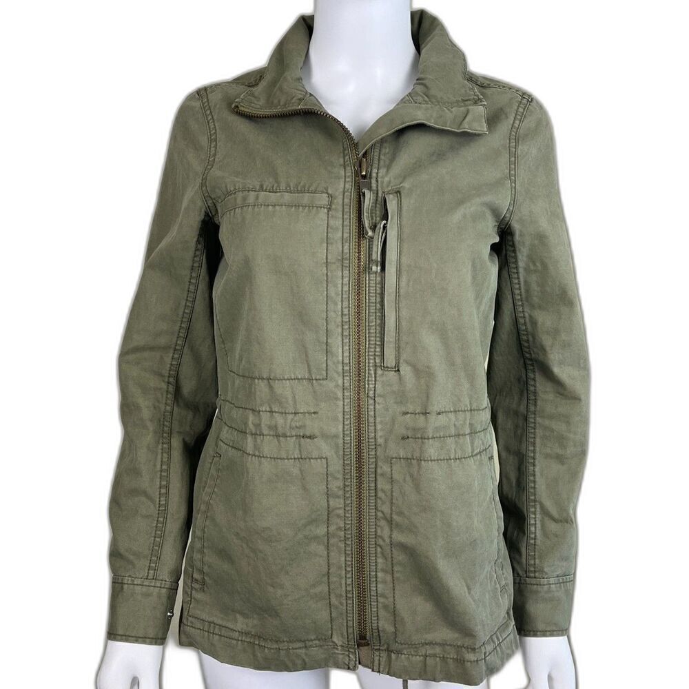 Madewell Womens Size S Green Military Fleet Jacket Full Zip Canvas Cargo Utility